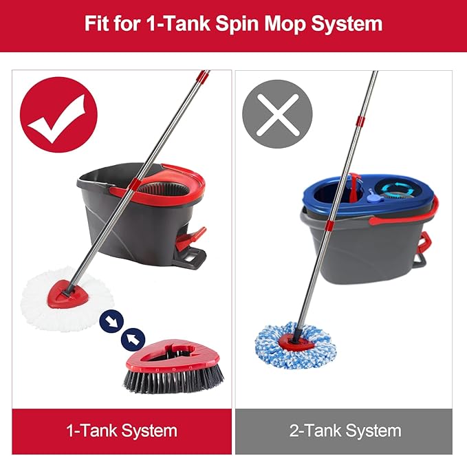 [2 Pack] Scrub Brushes, Floor Cleaning Brush Scrubber Replacements Compatible for O Cedar EasyWring 1-Tank Spin Mop System, Scrub Brush Attachment for Cleaning Bathroom, Kitchen, Tub and Tile
