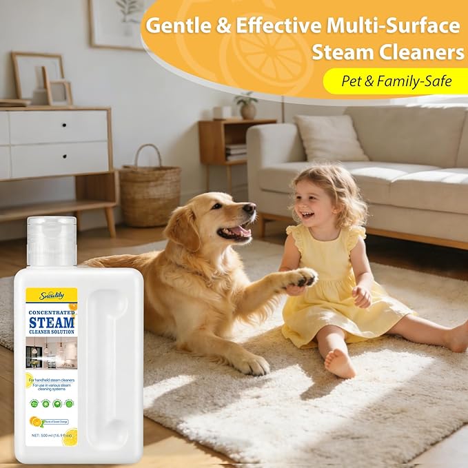 Snowlily 20X Concentrated Multi-Surface Steam Cleaning Solution for All Steam Mops & Machines – Cleans Floors, Curtains, Carpets & Fabrics, Fresh Floral Scent, 16.9 fl oz (Orange)