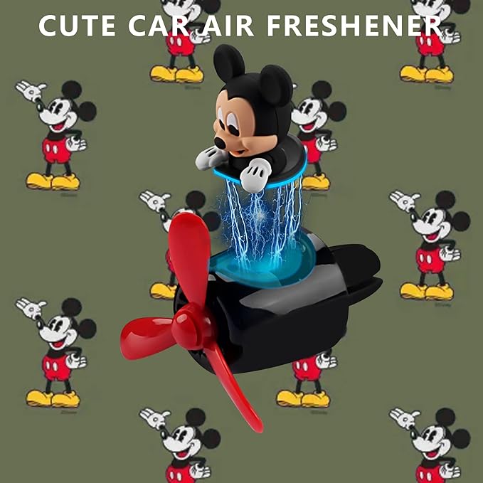 Car Air Fresheners Cute Cartoon Mouse Pilot Car Diffuser Rotating Propeller Automotive Air Outlet Fan Creative Car Perfume Decoration Cool Car Accessories (Men)