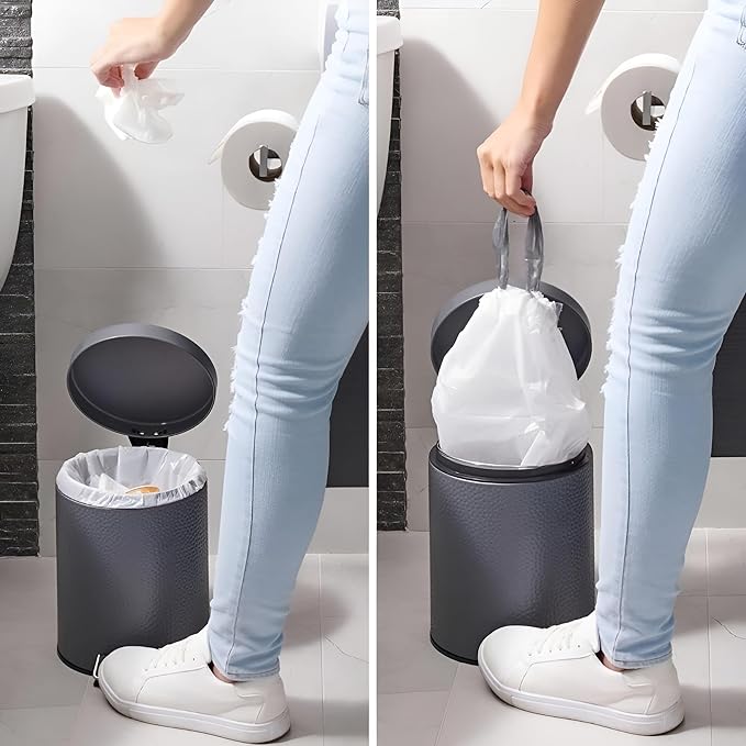 Plasticplace Custom Fit Trash Bags, Compatible with Simplehuman Code L (100 Count) White Drawstring Garbage Liners 4.8 Gallon / 18 Liters, 16.75" x 24.5"