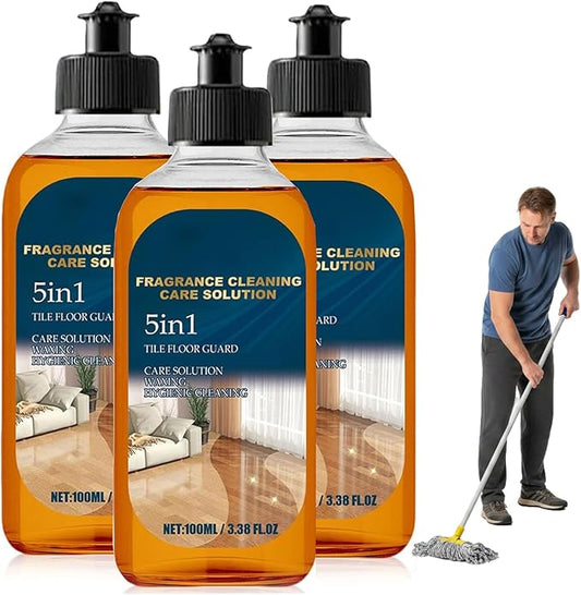5 in 1 Floor Cleaner, 2026 New Fast-Drying Fragrance Cleaning Care Solution 5 In 1, Multi-Surface Floor Cleaner, Dual-Action Stain and Odor Remover, Restore Hardwood FloorShine (3PCS)