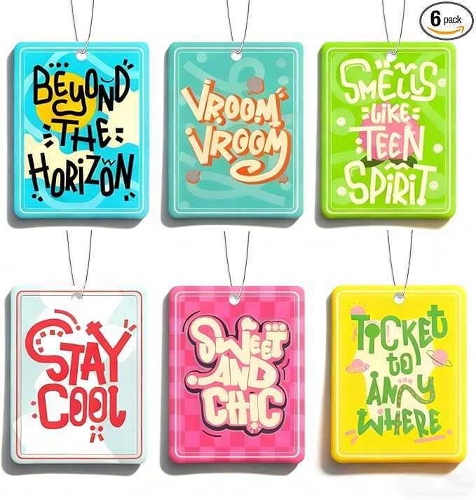 6 Pack Car Air Freshener Hanging Cute Car Accessories For Women Automotive Air Fresheners Stay Cool Car Accessories for Teen Girls Ocean Scent Small Gifts for New Car Owner Teen