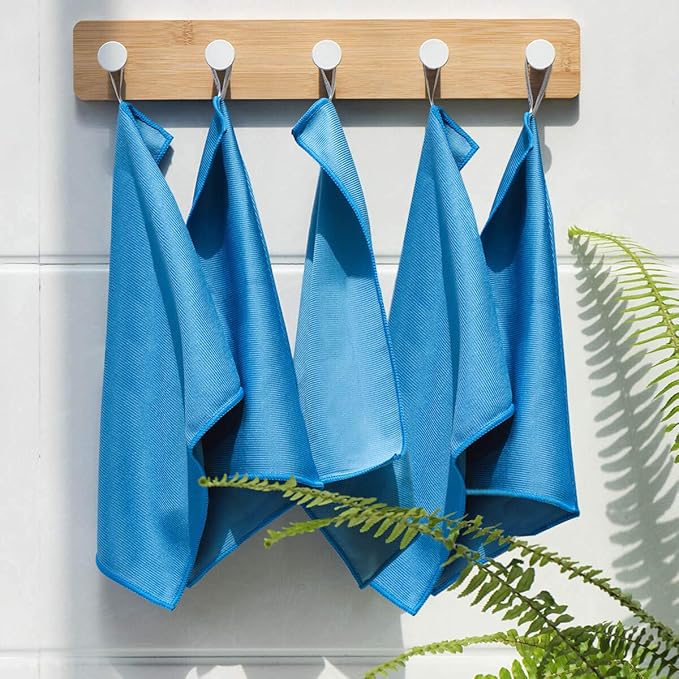 ZHIDIAN Window Glass Microfiber Cleaning Cloth - 8Pack Premium Lint Free Mirrors Polishing Rags, Eye Glasses Shower Glass Cleaner Towels, Wipes for Car Windows, Blue-12x12”