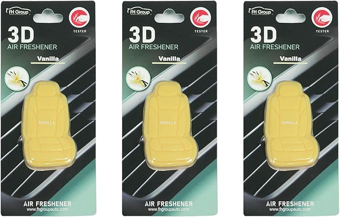 FH GROUP Car Seat Covers FH1017 Clip On 3D Air Freshener Vanilla Scent (Beige) – 3PK