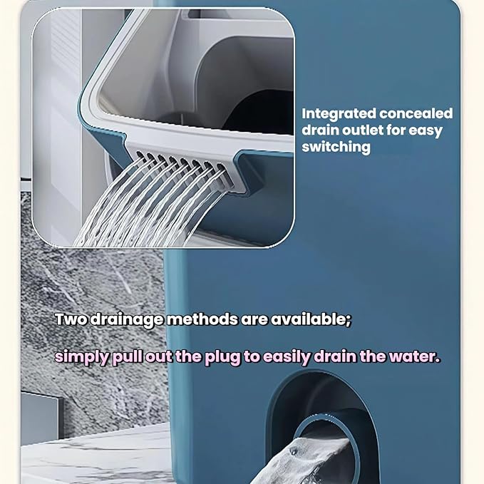 Spin Mop and Bucket Set, 2 Mops & 8 Microfiber Pads, with Wringer and 360° Rotating Head for Floor Cleaning, Hands-Free Wash for Hardwood Tile Laminate(Blue)