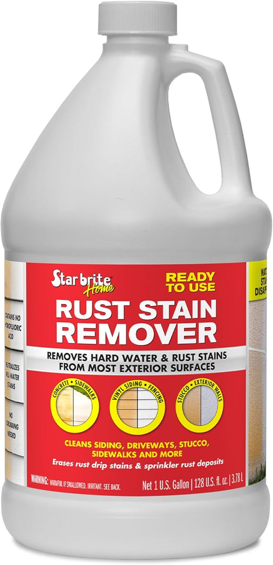 STAR BRITE Rust Stain Remover – Ready-to-Use Formula for Hard Water & Rust Stains on Siding, Concrete, Driveways & More - 128 OZ Gallon (050201)
