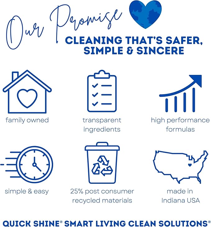 Quick Shine Hardwood Floor Cleaner 27oz, 6Pk| Use in Spray & Vac Mops| Removes Dirt & Scuff Marks| Ready-to-Use, Streak Free, No Rinse| Safer Choice Cleaner| Perfect for Gentle and Effective Cleaning