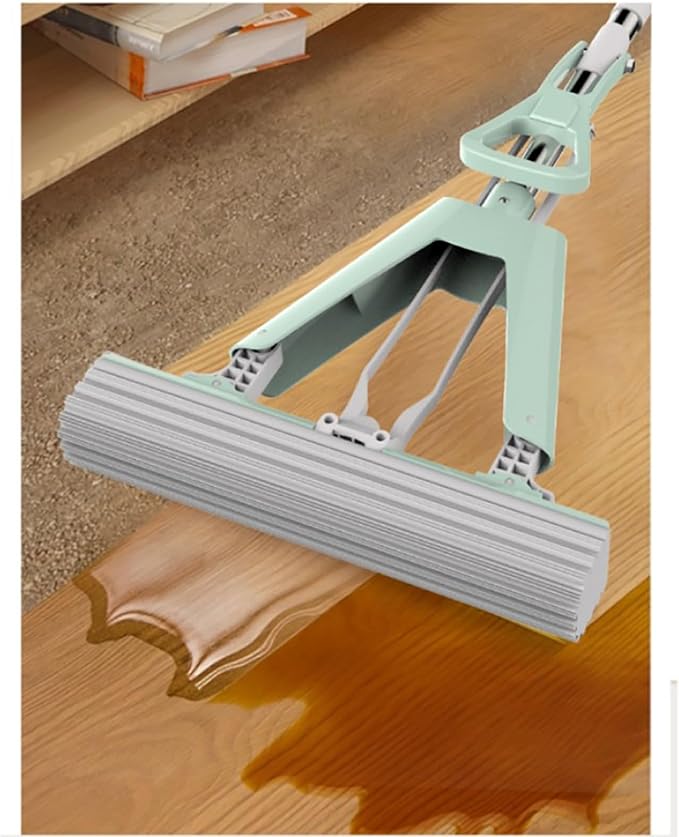 Floor Mop, Microfibre Flat Mop with Integrated Wringing System, Wet Dry and Dust Mop for Hardwood, Laminate & Tile,Stainless Steel Handle and Extension (Color : Green, Size : 1 Piece of Cloth)