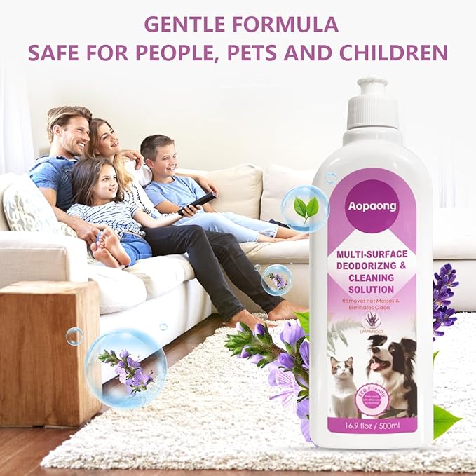 Multi-Surface Floor Cleaning Solution Lavender Scent Household Floor Cleaner Care for All Robot Vacuums with Mopping and Cordless Wet/Dry Vacuums (16.9Fl Oz/500ML)