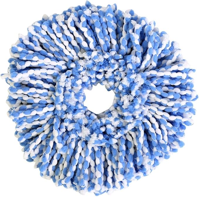 Huhushop Spin Mop Head Refills Microfiber Round Spin Mop Head Replacement for Universal Spin Mop System Perfect for Home Commercial Use (Blue+White)