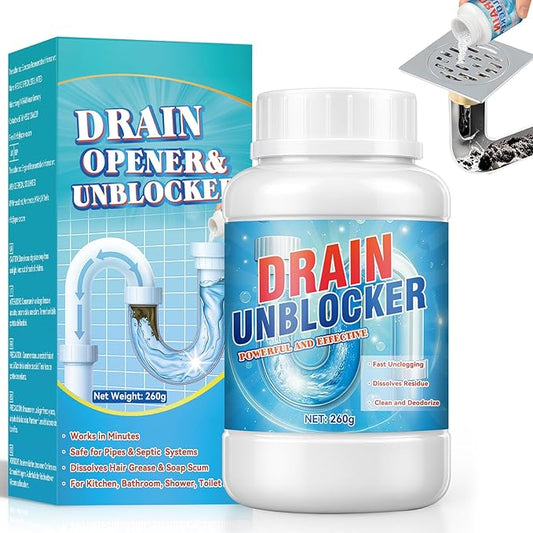 Drain Clog Remover, Powerful Sink Drain Cleaner Powder, Fast Removes Clogs, Hair, Grease & Soap Scum, for Pipes Home Use 260g