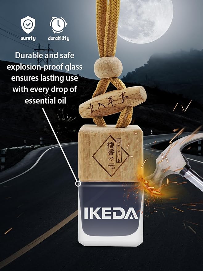 Ikeda Car Air Freshener: Hanging Car Smell Air Freshener | 10ml Hanging Car Perfume | Long Lasting Fragrance | Strong Scents Diffuser for Auto Home (Dark night|Square)