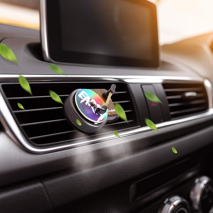 20 Pieces Car Air Freshener Record Player Air Fragrance Diffusers Clips Retro Style Gifts Christmas, Include 4 Pcs Record Player Car Vent Clip, 16 Pcs Aromatherapy Tablets Replacement Pads