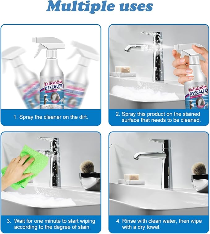 VIED Bathroom Descaler Cleaner, Bathroom Descaler Stubborn Stains Cleaner, Bathroom Descaler Foam Cleaner (1)