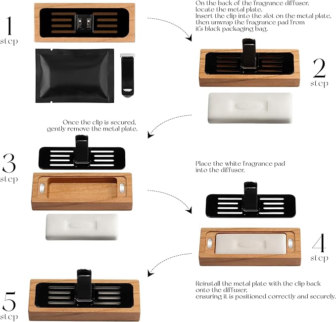 4 Packs Citrus Scented Natural Wood Vent Clips,【Brighten Cabin Mood】 Odor Refresh Car Scents Air Freshener Refills, Long Lasting Fragrance Diffuser, SUV Essentials Gift for Women