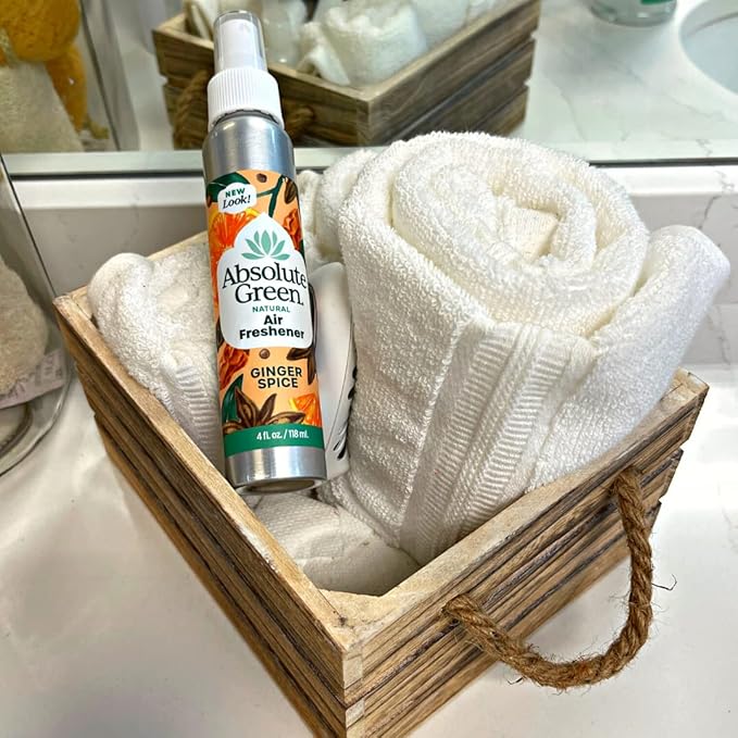 Absolute Green Air Freshener Room Spray, Non-Toxic, Cover Odors, Safe around Kids and Pets, Natural Ginger Spice Scent 4oz (Pack of 2)