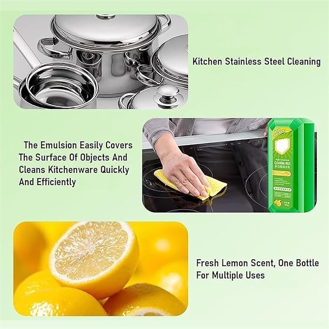 Cleaning Milk House Cleaner, Kitchen Oil Stains Cleanse, All Purpose Heavy Oil Cleaner, Stove Top Oven Powerful Multifunctional Concentrated Cleansing Lotion (2, 10Fl oz)