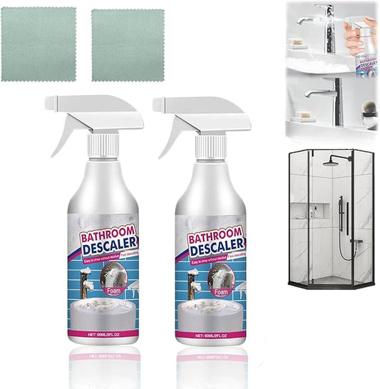 Bathroom Descaler Foam Cleaner Spray, Fast-Acting Powerful Stubborn Stains & Limescale Remover, All-Purpose Bubble Foam Cleaner for Bathroom, Toilet, Shower, Glass, Sink and More (2)
