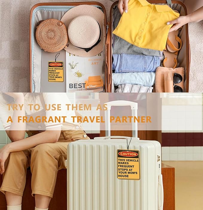 Funny Car Air Freshener Hanging 3pcs Funny Gifts Car Accessories for Men Interior, CAUTION Stops at Your Mom's House Cars Freshener Interior for Men Guys Funny Gifts(Real)