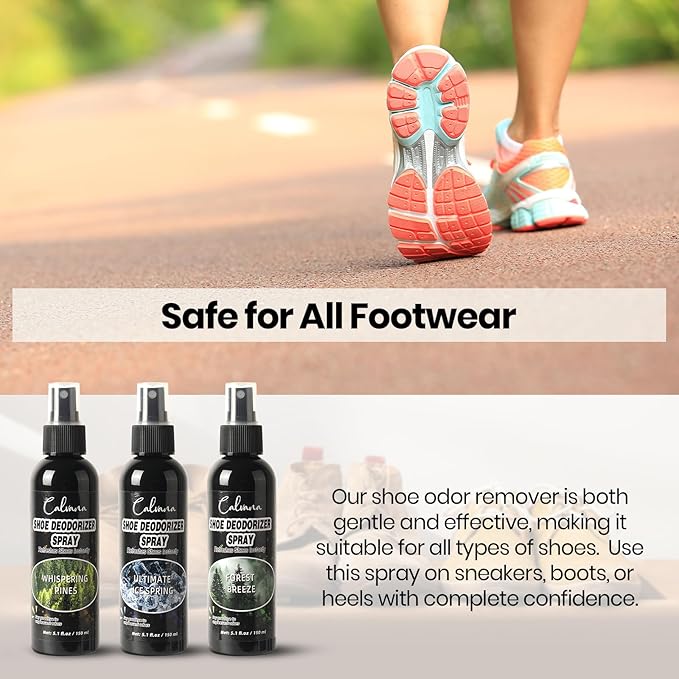 (3-Pack) Calvana 5.1 fl.oz Heavy Duty Shoe Deodorizer Spray Kit, Multi-Purpose Odor Remover for All Types of Footwear, Extra Strength, Portable & Travel-Friendly