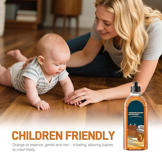 5 - in - 1 Wood Floor Cleaner, Deep Stain & Odor Remover for Hardwood, Tile & Laminate - Quick Shine, 500ml Amber Scented Professional - Grade Formula (2)