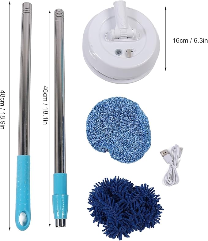 Electric Mop, Powerful Cordless Spin Mop Effortless , Long Handle for Hard to Areas, Ideal for Ceilings and Window, Flexible Head, Strong Wiping Feature (Style 2)