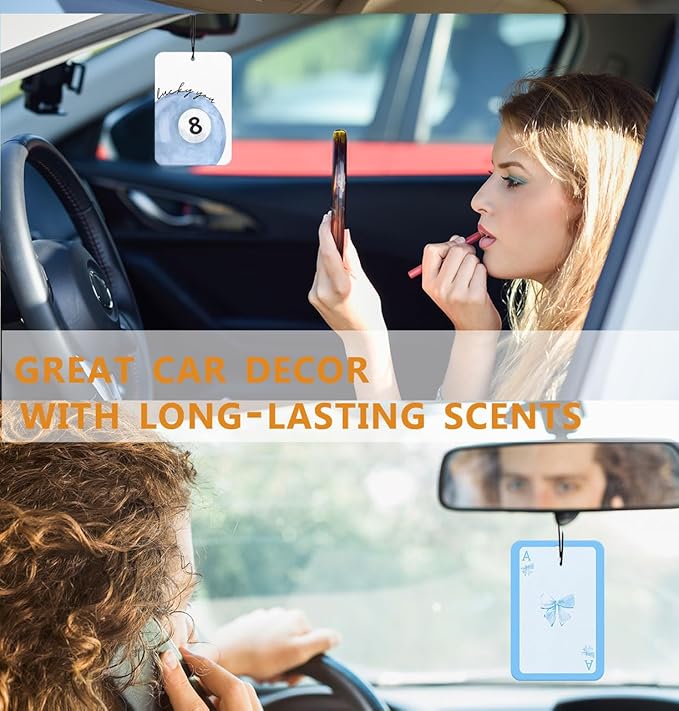Blue Coquette Bows Car Air Freshener 4Pcs, Blue Retro Cherry Car Accessories Interior, Lucky You Bows Aesthetic Cars Decor Trendy Y2K Kawaii Girly Air Freshie Preppy Gifts for Women Girls (Vanilla)