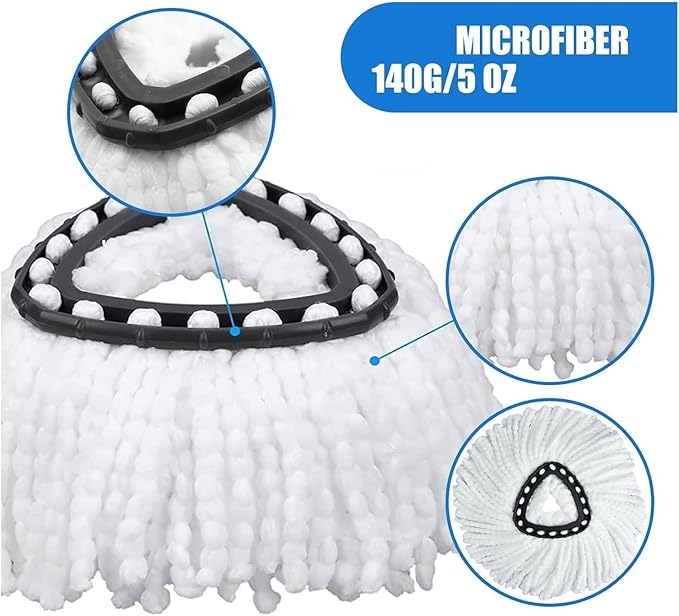 Mop Refill Head ,Compatible for Clean Turbo 2 in 1 Classic Spin Microfibre Universal Triangle Replacement(5pcs)