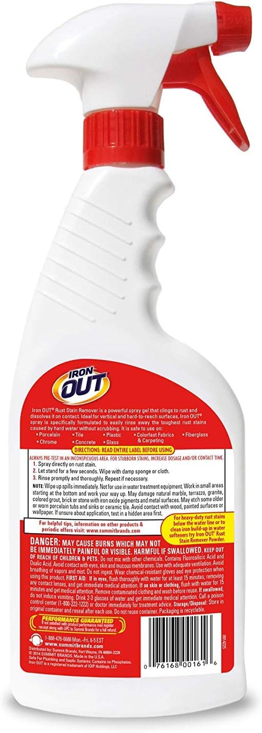 Iron Out Rust Stain Remover Spray Gel, 16 Fl. Oz. Bottle 5-Pack