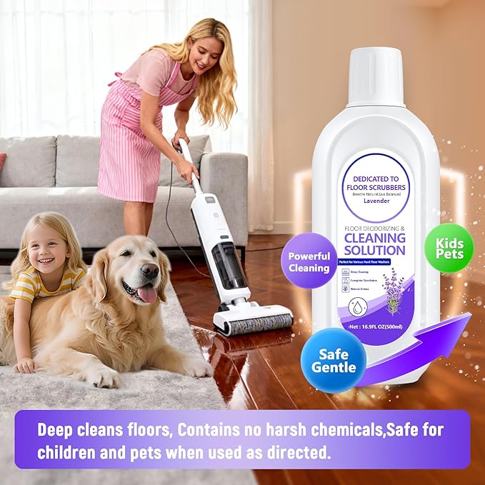 Multi-Surface Floor Cleaning Solution Compatible with Tineco iFLOOR 2/3/5 & FLOOR ONE S3/S5/S6/S7 PRO, Low Foam Floor Cleaner for All Cordless Wet/Dry Vacuum & Robot Vacuums Mop (2 Bottle, Lavender)
