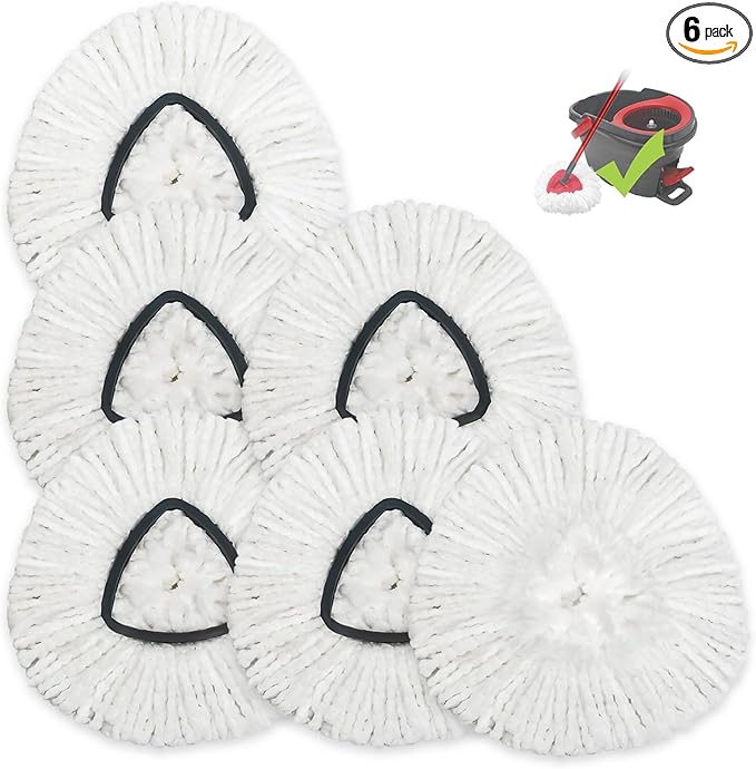 for Ocedar Spin Mop Replacement Head 6 Pack Mop Refill Compatible with Ocedar Triangle Swivel Mops Microfiber Swivel Mop Refill, for Ocedar Easywring 1 Tank Spin Mop,Machine Washable Easy-to-Replace