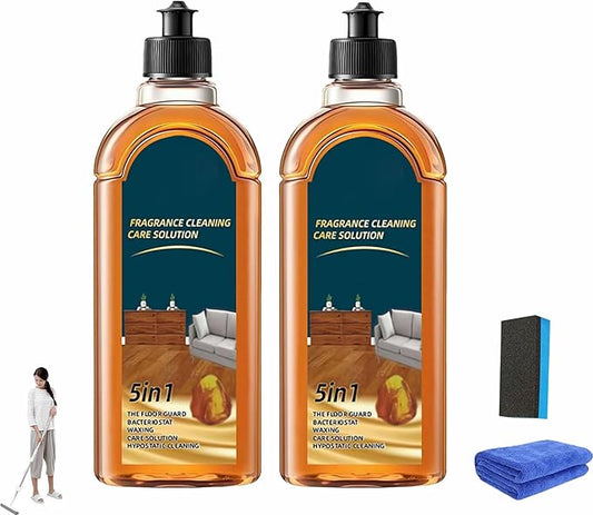 5 in 1 Floor Cleaner, Stain & Odor Remover Floor Cleaner, 2025 New Fragrance Cleaning Care Solution, Power Clean Multi-Surface Floor Cleaner for Solid Wood Floor (Brown 1pcs)