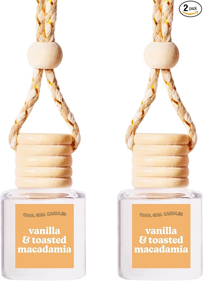 COOLGIRLCANDLES Vanilla Toasted Macadamia Car Hanging Fragrance Oil Air Freshener for Essential Oils, Scents Aromatherapy Automobile Long Lasting Diffuser Bottle