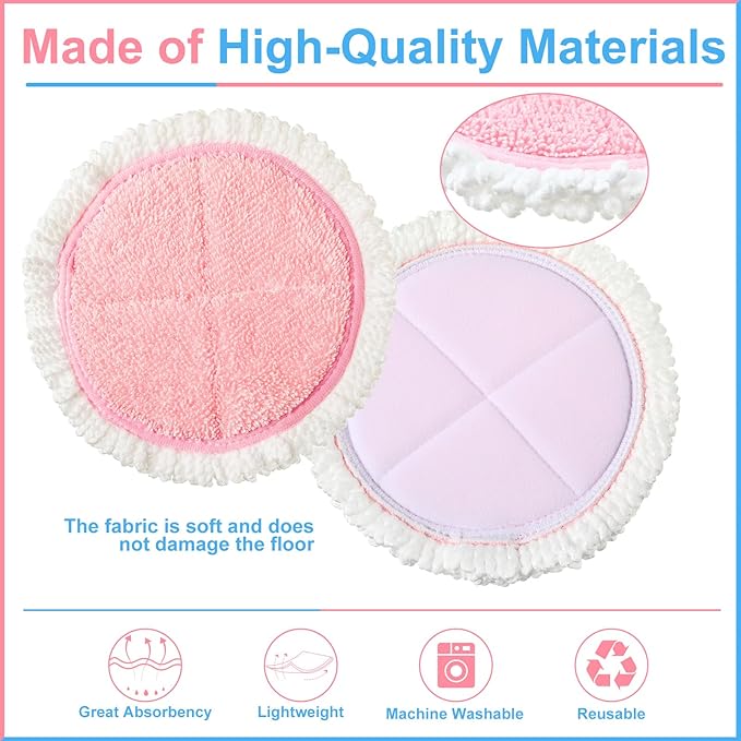 Irenare 20 Pack Electric Mop Pads Spin Replacement 7.28 Inch Round Mop Pads for Floor Cleaning Reusable Washable Electric Spin Replacement Supplies for Kitchen Floor Cleaning (Stylish Color)