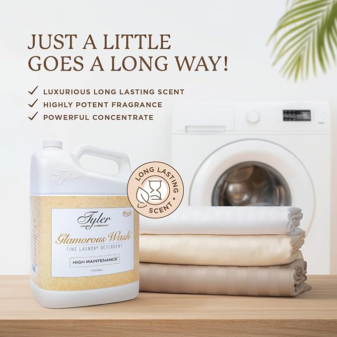 KINARA Tyler High Maintenence Glamorous Wash Liquid Laundry Detergent, Bundle with Stain Remover Pen, Fresh Scented Sachet - Gentle Washing Detergent, Laundry Supplies - 1 Gallon