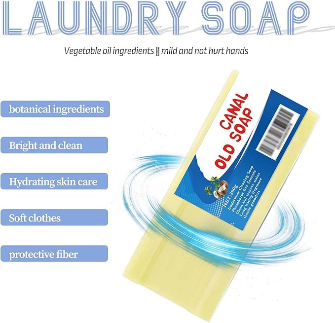 Canal Old Soap with Brush, Canal Soap Bar for Stains, Magic Soap Bar Stain Remover Easily Remove Stains from Clothes (1Pcs)