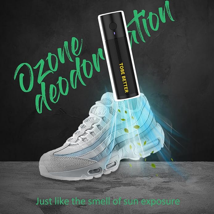 Shoe Deodorizer Rechargeable Ozone Tech Eliminates Odors in All Footwear, Auto Shut-Off Durable Freshener