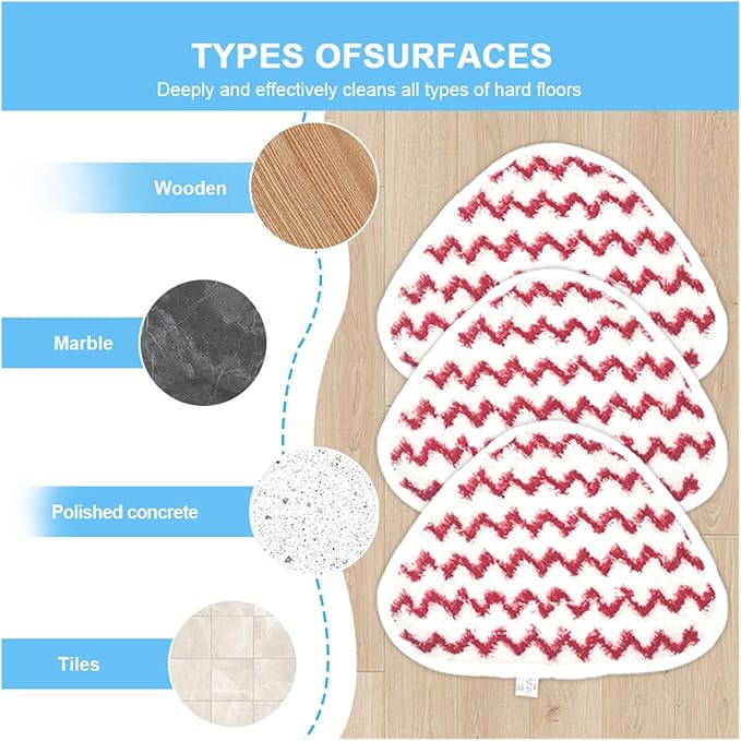 2PCS Replacement Microfiber Mop Pads Washable Reusable Refill for Hot Spray Steam Cleaning Tool(Blue)