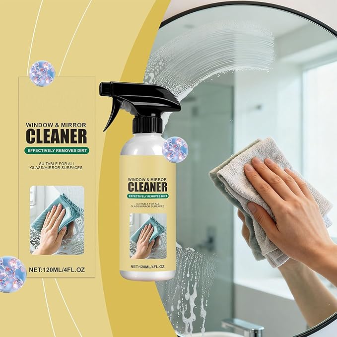 Vehicle Glass Cleaner, 120ml Windshield Stain Remover, Small Bottle Auto Cleaning Solution, Harmless Spray Formula Feature, Car Window Care for Office Apartment Home Restaurant Shower Door Use