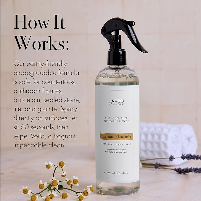 LAFCO New York Surface Cleaner, Chamomile Lavender - 16 fl oz - Bio-Enzyme Natural Formula for a Fragrant Clean - Safe for Non-Porous Sealed Surfaces - Synthetic & Cruelty Free