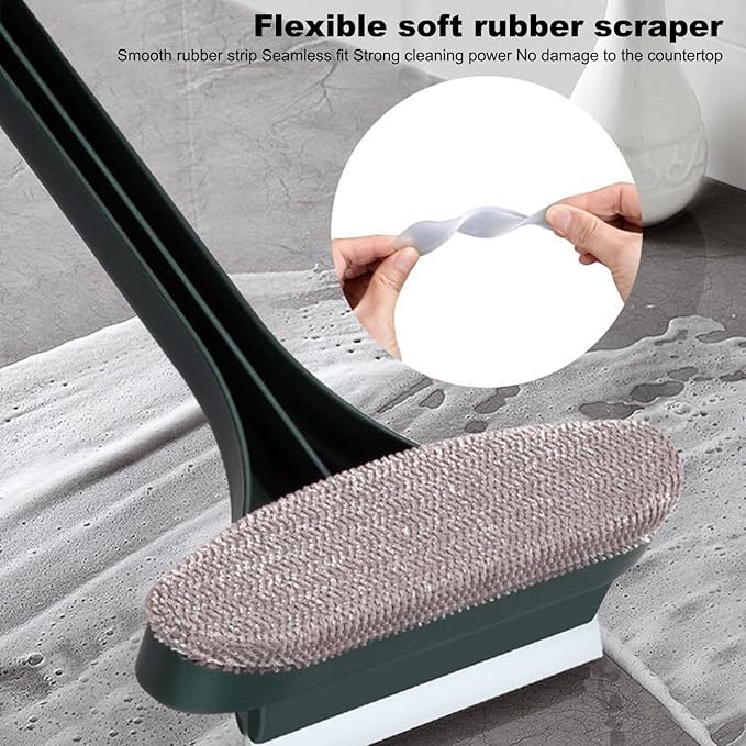 Two-in-1 Cleaning Brush, Cleaner, Window Screen Cleaning Brush, for Glass, Sofa & Walls, Thermo-Rubber Squeegee Edge, Wear-Resistant Tool