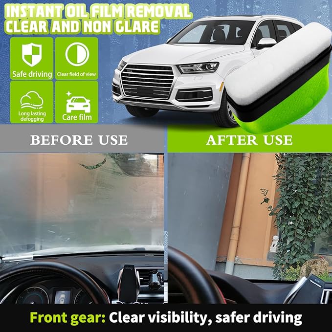 Windshield Cleaner, Windshield Cleaner, Glass Cleaner with Anti-Rain & Anti-Fog Coating,Oil Film Brush for Car Windows & Glass, Perfect Visibility at All Times (1, Green)