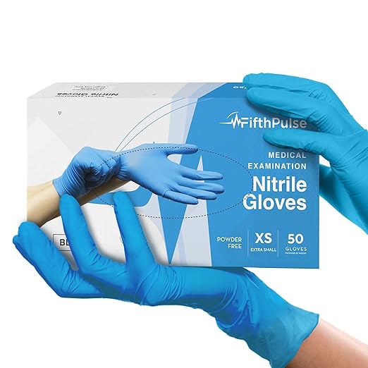 Blue Gloves Disposable Latex Free X Small, 50 Count - Medical and Dental Grade Surgical Gloves - Powder Free Nitrile Gloves X Small - 3 Mil Thickness