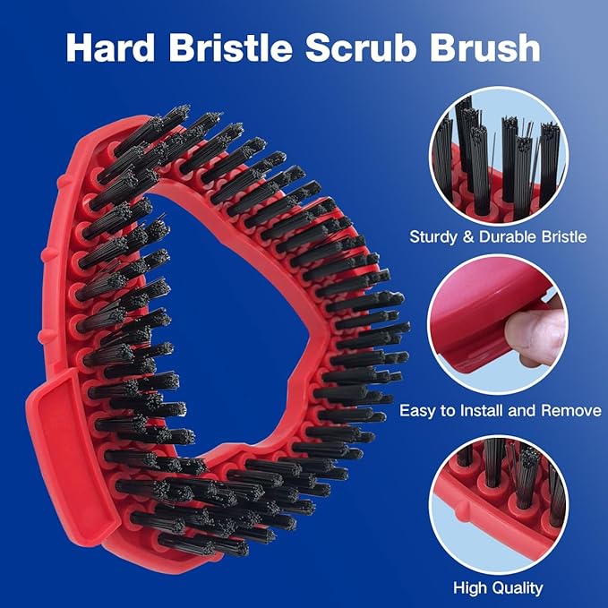 Replace Head Base Scrub Mop Brush Head Replacement Spin Mop Accessories Set for O Cedar EasyWring 1 Tank System, 1 Shower Floor Scrubber+1 Head Base(Cover)+1 Handle