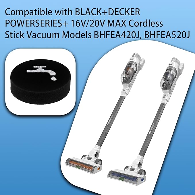 4 Pack Sponge Filter Compatible with BLACK+DECKER POWERSERIES+ 16V/20V Cordless Stick Vacuum Models BHFEA420J, BHFEA520J, BHFEA18D1, Compare to Part# BHFEAF1
