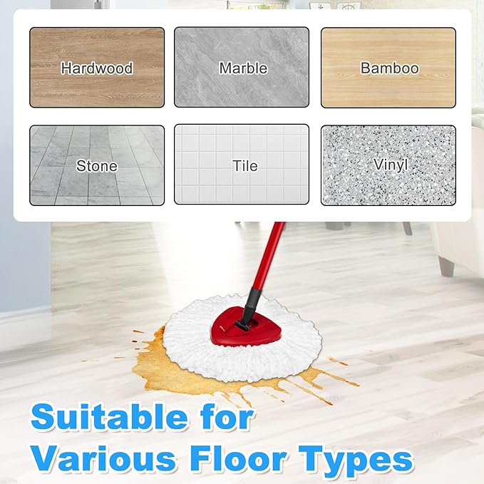 Mop Handle for Ocedar, Spin Mop Handle for O Cedar, 4-Section 30" to 58" Extendable Mop Handle Replacement for Ocedar, Mop Stick and Base for Ocedar Floor Cleaning, American Threaded Joint