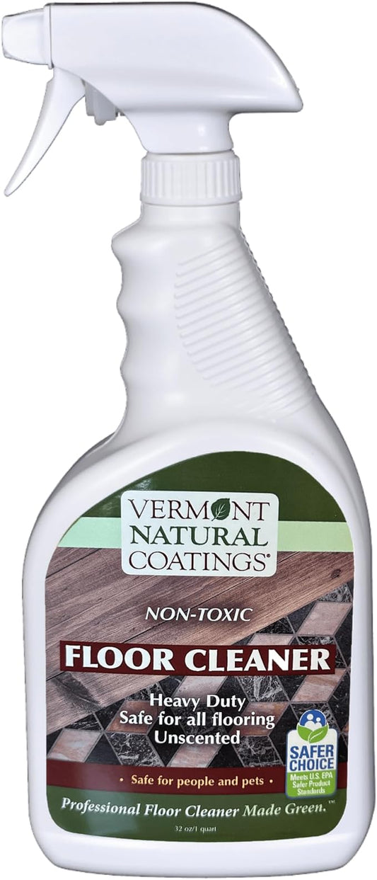 Vermont Natural Coatings Non-Toxic Floor Cleaner, Unscented, 32 oz Spray Bottle, Safe for All Hard Surface Flooring