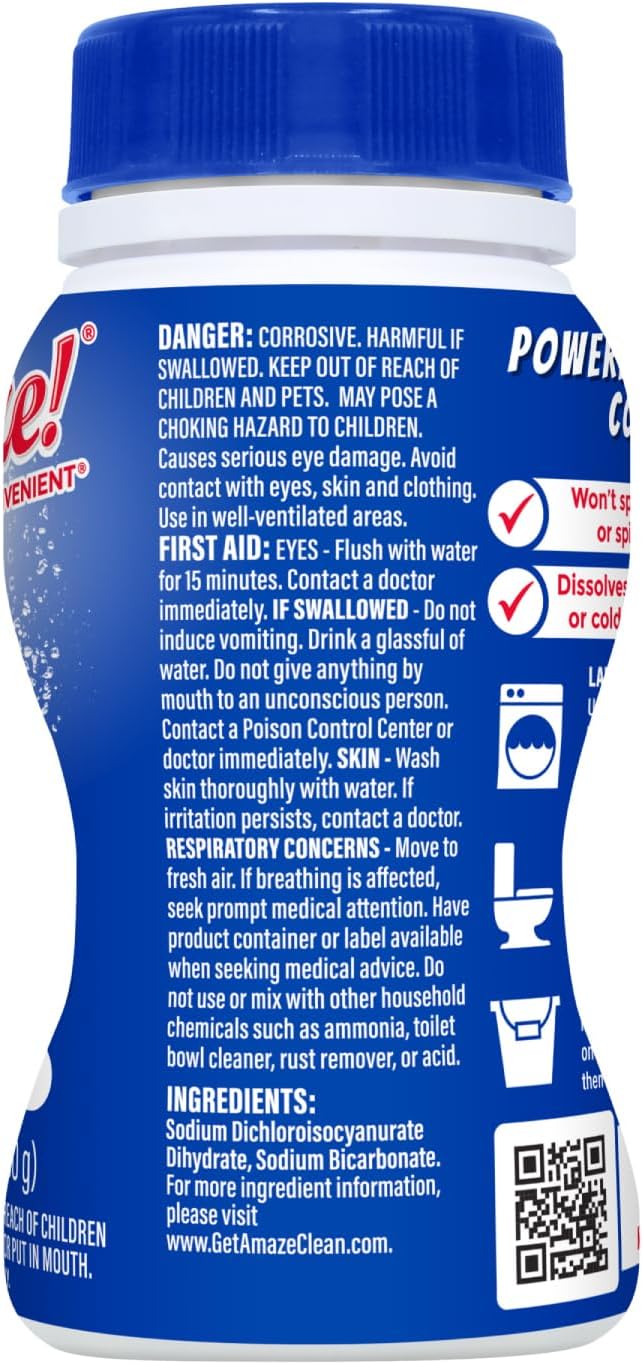 AMAZE Ultra Concentrated Bleach Tablets [6 bottles] - Original Scent - for Laundry, Toilet, and Multipurpose Home Cleaning. No Splash Liquid Bleach Alternative