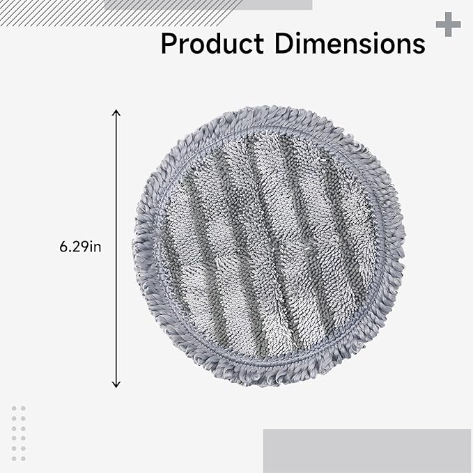 X004 Electric Mop Head 8 Pcs Replacement Pads, 6.3 In / 16 Cm Gray Microfiber Spin Mop Pads
