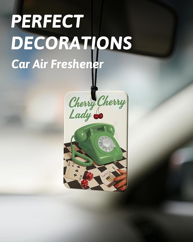 Green Coquette Bow Leopard Print Car Air Freshener 4 Pcs, Trendy Cheetah Lucky 8 Ball Hanging Air Freshener for Cars Closet Drawer Books, Girly Car Accessories Mirror Decor for Women